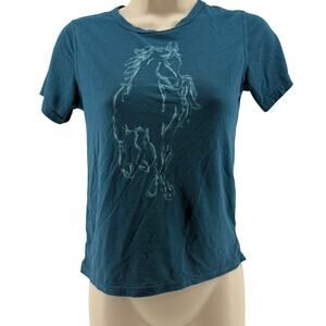 Kerrits Tee Teal Horse Short Sleeve Size Large